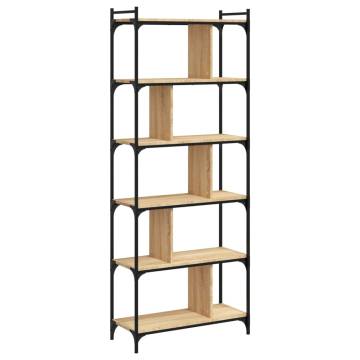 6-Tier Sonoma Oak Bookcase - Stylish & Durable Storage Solution