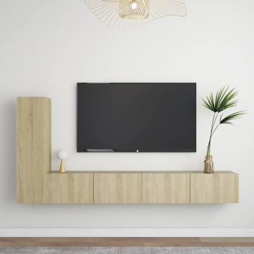 3 Piece TV Cabinet Set - Sonoma Oak Engineered Wood | Hipo Market