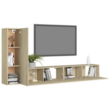 3 Piece TV Cabinet Set - Sonoma Oak Engineered Wood | Hipo Market