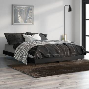 Black Bed Frame 140x190 cm - Durable Engineered Wood | Hipomarket