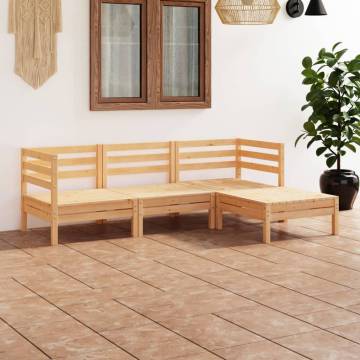 4 Piece Garden Lounge Set - Solid Pinewood Furniture