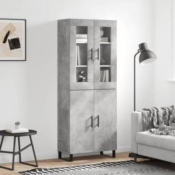 Stylish Highboard in Concrete Grey - 69.5x34x180 cm