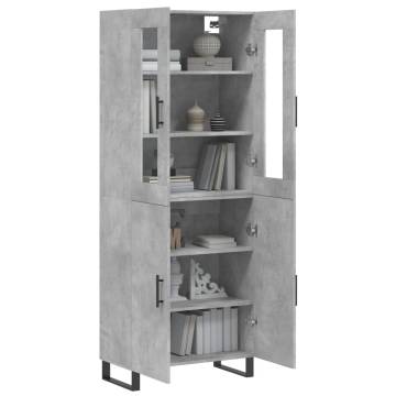 Stylish Highboard in Concrete Grey - 69.5x34x180 cm