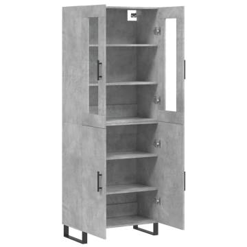 Stylish Highboard in Concrete Grey - 69.5x34x180 cm