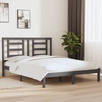 Grey Solid Wood Pine Bed Frame 160x200 cm | HipoMarket