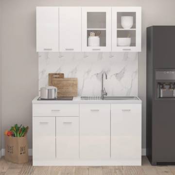 4 Piece High Gloss White Kitchen Cabinet Set - Optimise Your Space