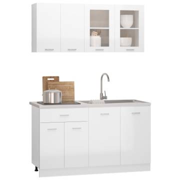 4 Piece High Gloss White Kitchen Cabinet Set - Optimise Your Space