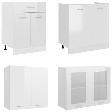 4 Piece High Gloss White Kitchen Cabinet Set - Optimise Your Space