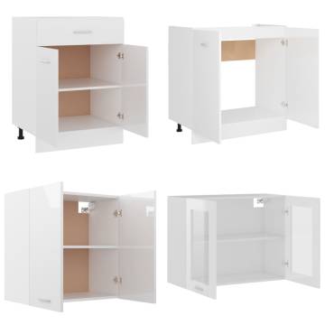 4 Piece High Gloss White Kitchen Cabinet Set - Optimise Your Space