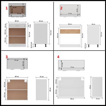 4 Piece High Gloss White Kitchen Cabinet Set - Optimise Your Space