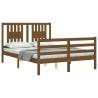 Honey Brown Small Double Bed Frame with Headboard