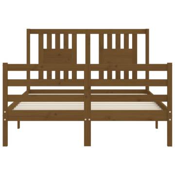 Honey Brown Small Double Bed Frame with Headboard