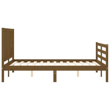 Honey Brown Small Double Bed Frame with Headboard