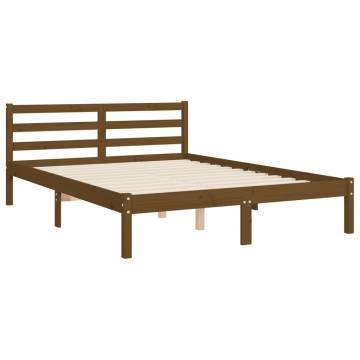 Honey Brown Small Double Bed Frame with Headboard