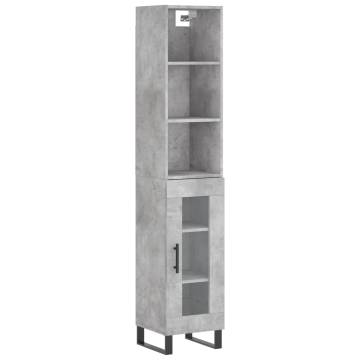 Stylish Highboard in Concrete Grey - 34.5x34x180 cm