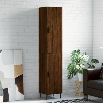 Stylish Highboard Brown Oak | Engineered Wood, 34.5x34x180 cm