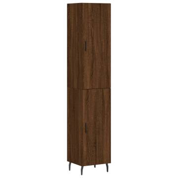 Stylish Highboard Brown Oak | Engineered Wood, 34.5x34x180 cm