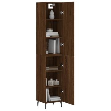 Stylish Highboard Brown Oak | Engineered Wood, 34.5x34x180 cm