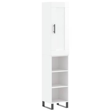 Highboard High Gloss White 34.5x34x180 cm - Stylish Storage