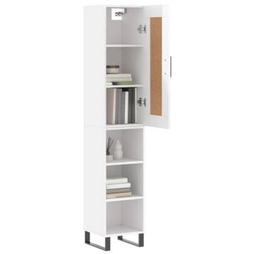 Highboard High Gloss White 34.5x34x180 cm - Stylish Storage