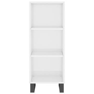 Highboard High Gloss White 34.5x34x180 cm - Stylish Storage