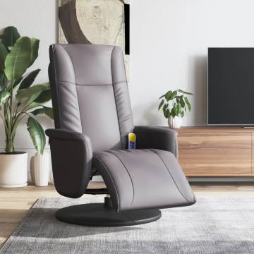 Massage Recliner Chair with Footrest - Grey Faux Leather