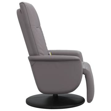 Massage Recliner Chair with Footrest - Grey Faux Leather