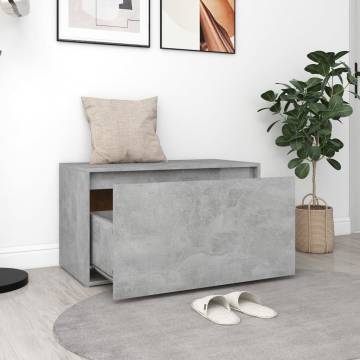 Hall Bench 80x40x45 cm - Modern Concrete Grey Storage