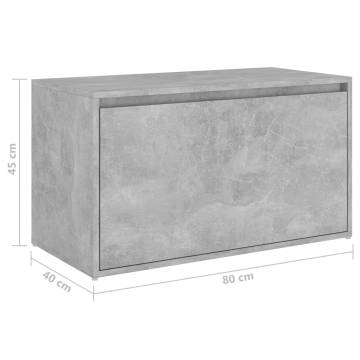 Hall Bench 80x40x45 cm - Modern Concrete Grey Storage