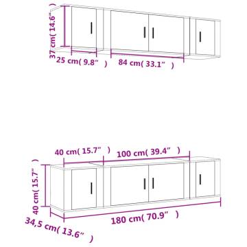 6 Piece High Gloss White TV Cabinet Set - Stylish & Practical