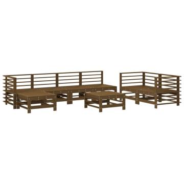 8 Piece Garden Lounge Set - Honey Brown Solid Wood Pine