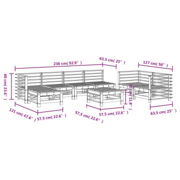 8 Piece Garden Lounge Set - Honey Brown Solid Wood Pine