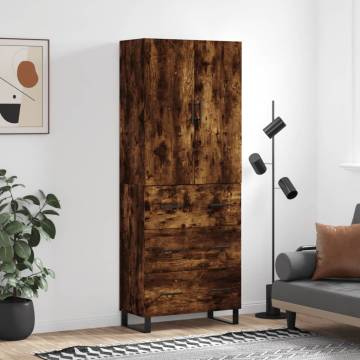 Stylish Highboard in Smoked Oak | 69.5x34x180 cm