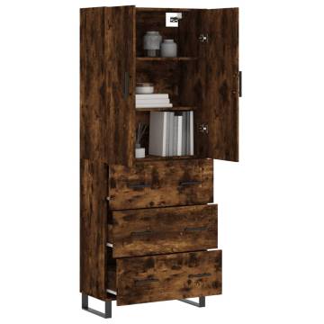 Stylish Highboard in Smoked Oak | 69.5x34x180 cm