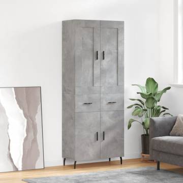 Stylish Highboard in Concrete Grey - 69.5x34x180 cm