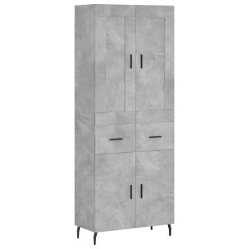 Stylish Highboard in Concrete Grey - 69.5x34x180 cm