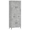 Stylish Highboard in Concrete Grey - 69.5x34x180 cm