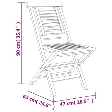 Folding Garden Chairs - 8 pcs Solid Teak 47x63x90 cm