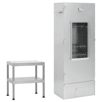 BBQ Oven Smoker with Table - Galvanised Steel Outdoor Cooking