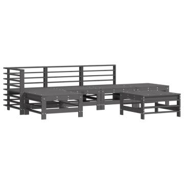 6 Piece Garden Lounge Set - Grey Solid Wood Pine | Hipomarket