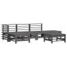 6 Piece Garden Lounge Set - Grey Solid Wood Pine | Hipomarket