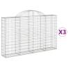 Arched Gabion Baskets - 3 pcs Galvanised Iron 200x30x120/140 cm