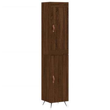 Stylish Highboard in Brown Oak - 34.5x34x180 cm