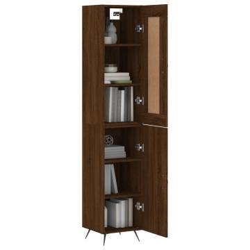 Stylish Highboard in Brown Oak - 34.5x34x180 cm