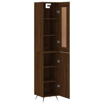 Stylish Highboard in Brown Oak - 34.5x34x180 cm