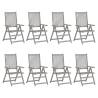 Garden Reclining Chairs 8 pcs Grey Solid Acacia Wood Quantity in Package 8 