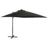 Cantilever Umbrella with Pole and LED Lights Black 250 cm Colour black Size 250 cm Quantity in Package 1 