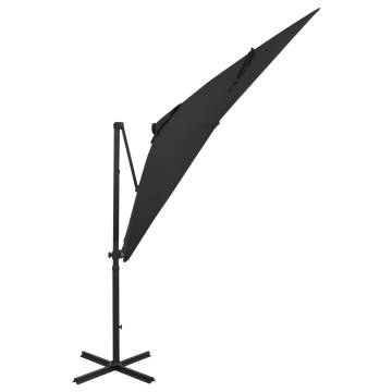 Cantilever Umbrella with LED Lights - 250 cm Black