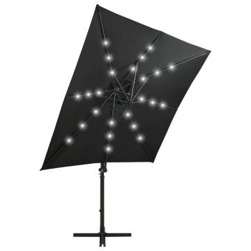 Cantilever Umbrella with LED Lights - 250 cm Black