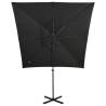 Cantilever Umbrella with LED Lights - 250 cm Black